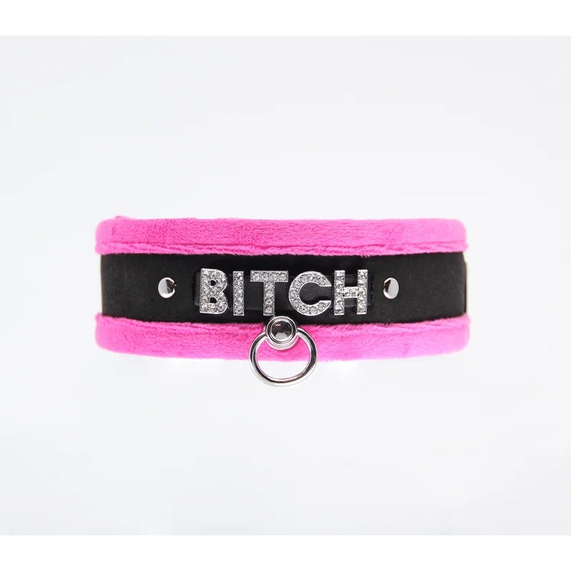 LoveInLeather–DiamanteBitchCollar|Pink