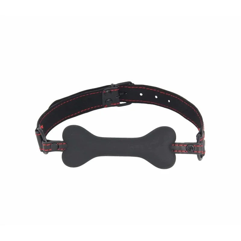 LoveInLeather–FauxLeatherGagWithSiliconeBone|Black