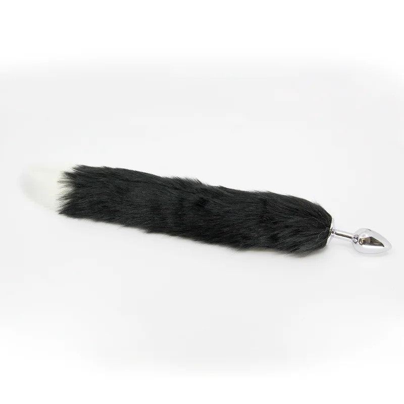 LoveInLeather–FoxTailMetalAnalPlug–Small(Black/White)
