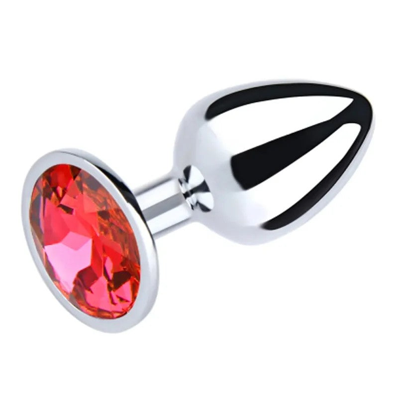 LoveInLeather–MetalRoundGemButtPlug(Medium/Red)