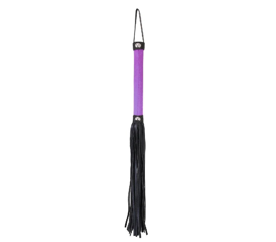 LoveInLeather–MiniLeatherWhipwithSatinHandle(Purple/Black)