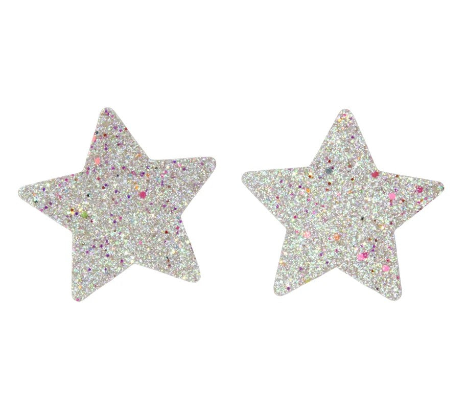 LoveInLeather–StarGlitterPasties(SilverGlitter)