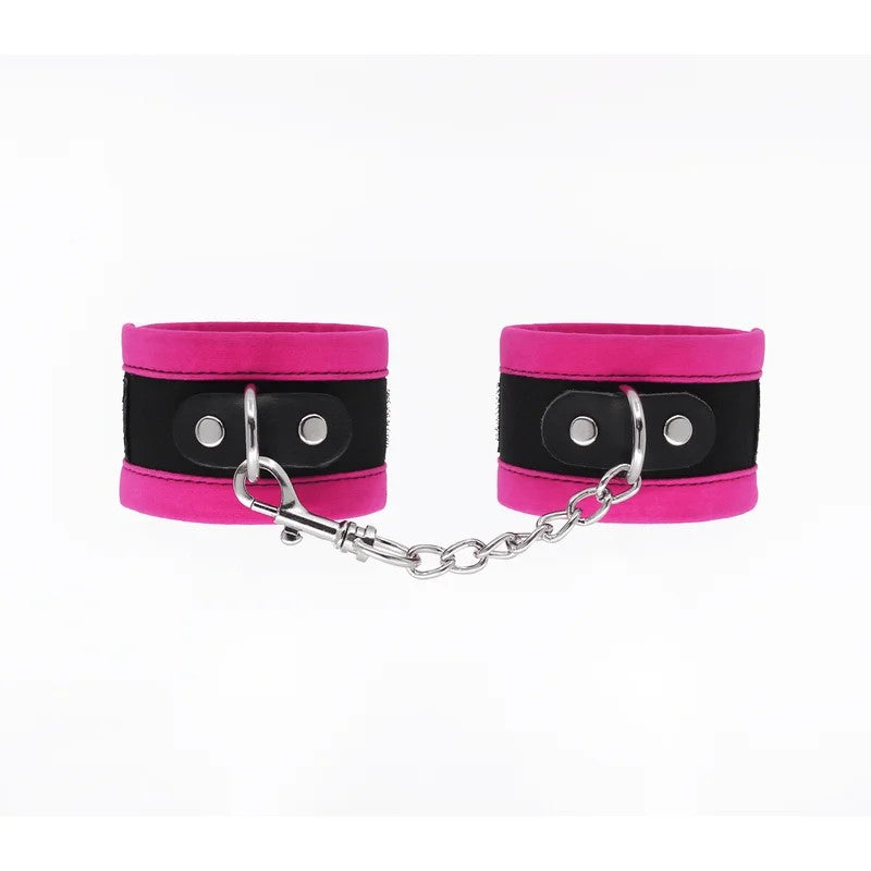 LoveInLeather–VelveteenWristRestraints|Pink