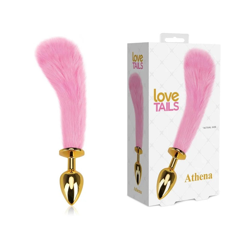 LoveTails–“Athena”GoldChromeButtPlugSmallwith4.5inchTail(Gold/Pink)