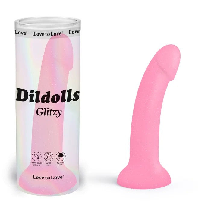 LoveToLove–Dildolls“Glitzy”GlitterySiliconeDong(Pink)
