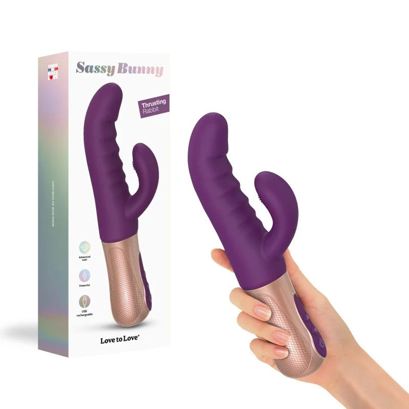 LoveToLove–SassyBunnyMagneticThrustingRabbitVibrator(Purple/RoseGold)