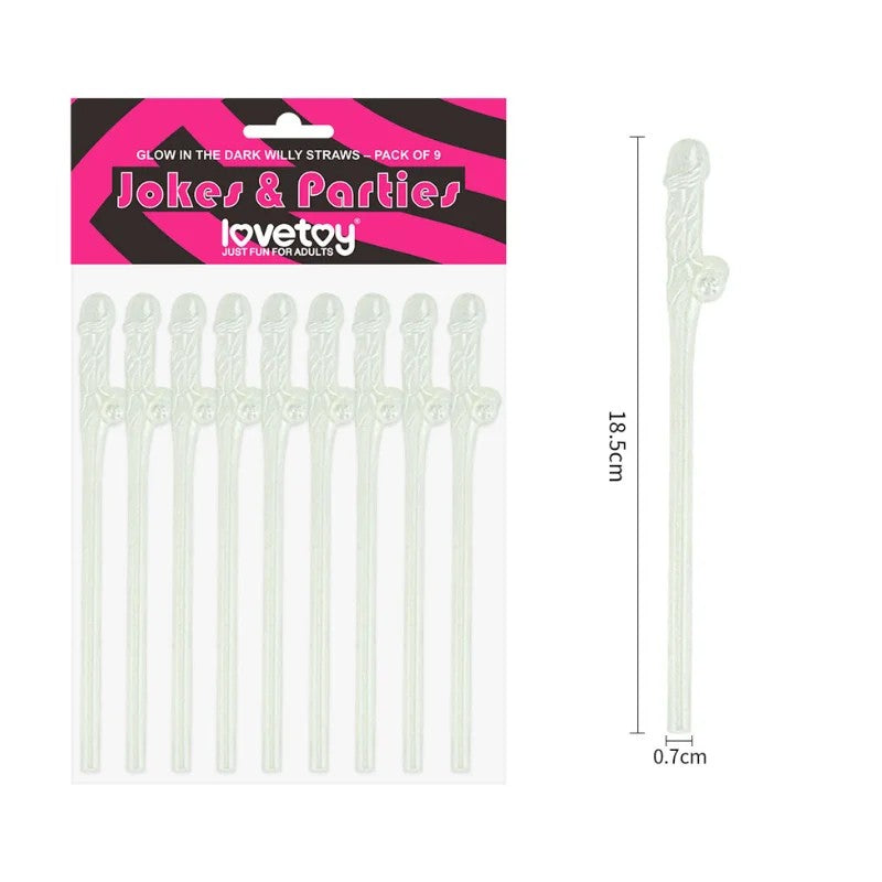 LoveToy–9pkOfGlowInTheDarkPenisStraws(Glow-in-the-Dark)
