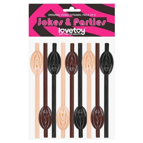 Lovetoy–Jokes&PartiesPussyStraws–9pk(LightFlesh/DarkFlesh/Black)