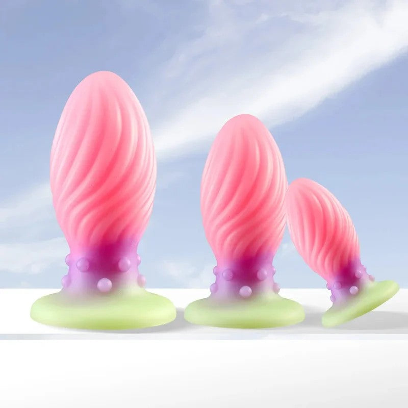 LuminousAnalDilatorButtPlug–PinkAnalDildoKnottedSiliconeFemaleSexToys