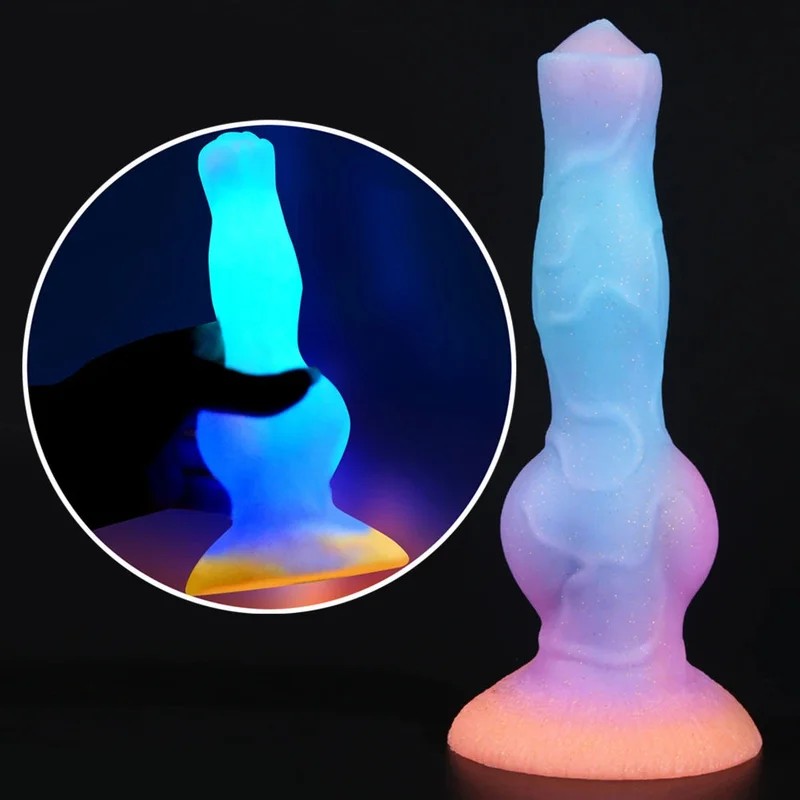LuminousDogdildoFantasyAnalPlug–SiliconeKnottedAnimalDildosVaginaProstateMassager