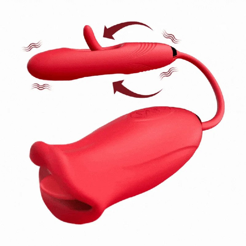 Lurevibe–RoseMuncherLipTongueSuctionVibratorWithPattingDildoVibrator