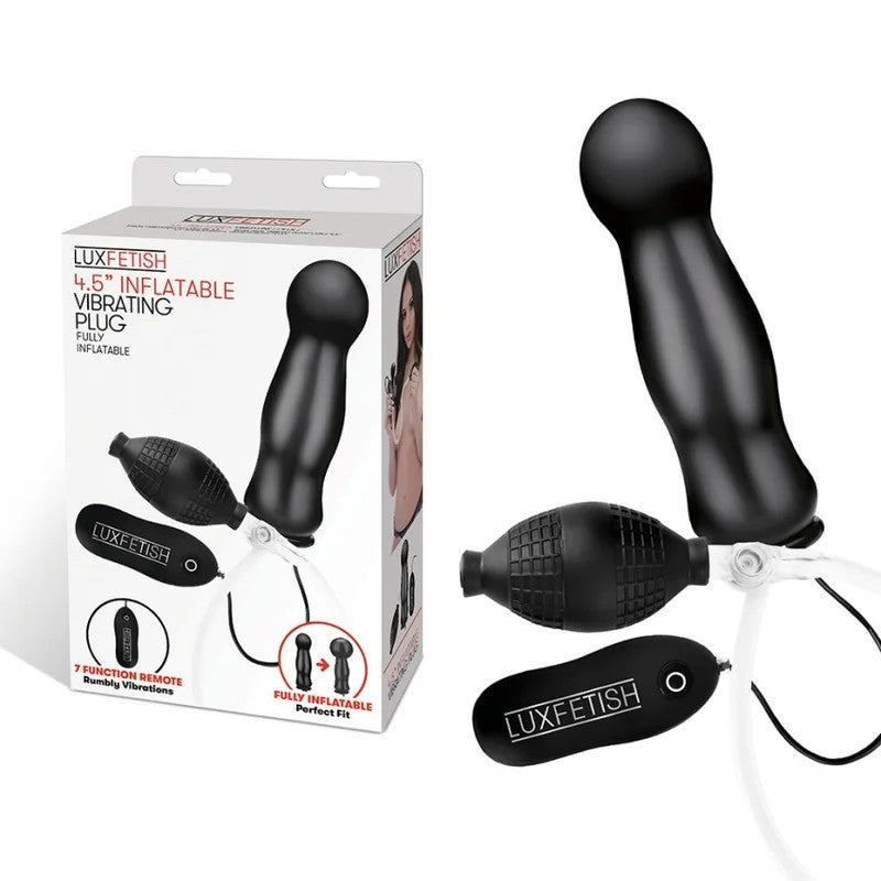 LuxFetish–4.5″InflatableVibratingBishopPlug(Black)