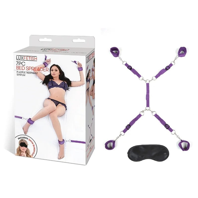 LuxFetish–PlayfulRestraintSystem7PCBedSpreader(Purple)