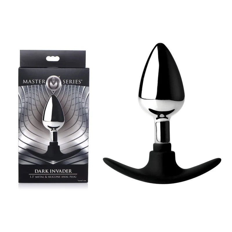 MasterSeries–DarkInvader1.3″InchMetal&SiliconeAnalPlug–Medium(Chrome/Black)