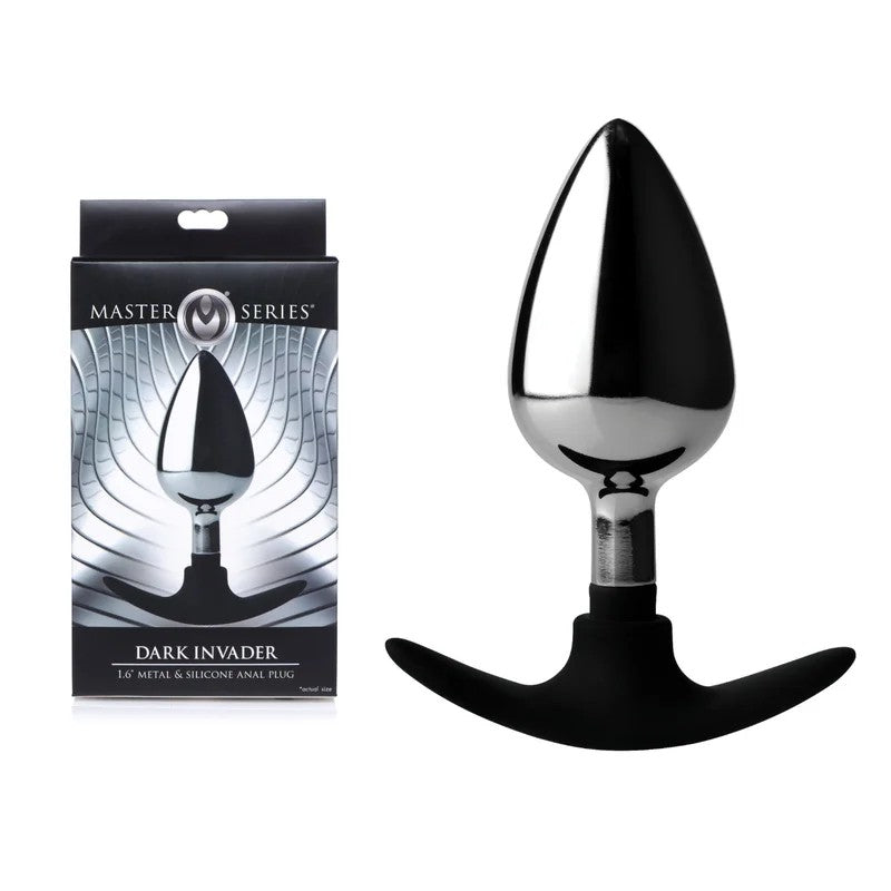 MasterSeries–DarkInvader1.6″InchMetal&SiliconeAnalPlug–Large(Chrome/Black)