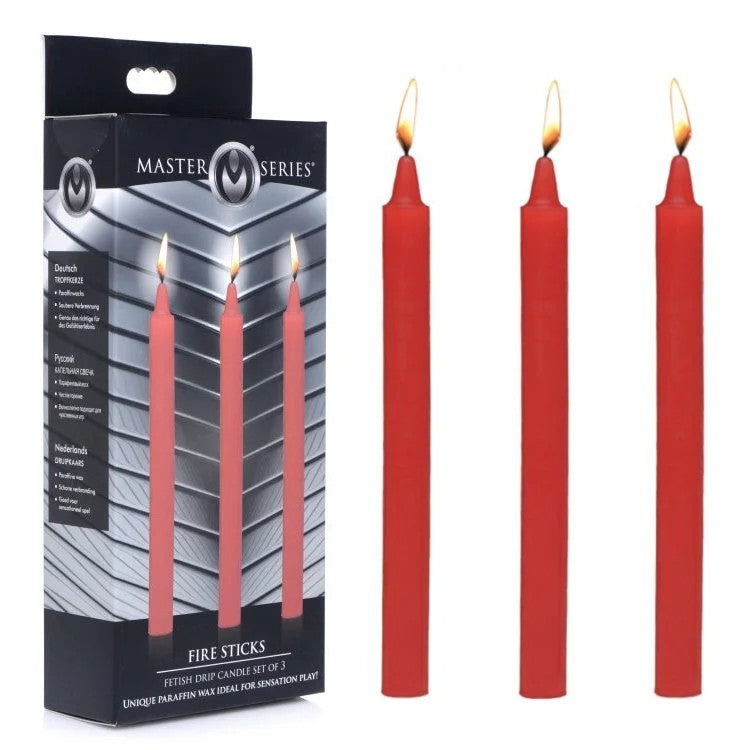 MasterSeries–“FireSticks”FetishCandleSetof3(Red)