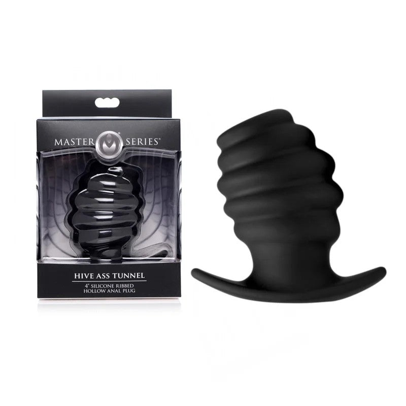 MasterSeries–“HiveAssTunnel”SiliconeRibbedHollowAnalPlug–Large(Black)