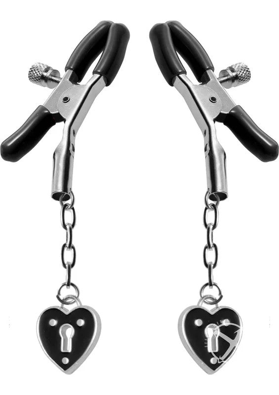 MasterSeries–PlatinumBoundCharmedHeartPadlockNippleClamps