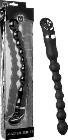 MasterSeries–ScepterXL10FunctionVibratingSiliconeWand(Black)