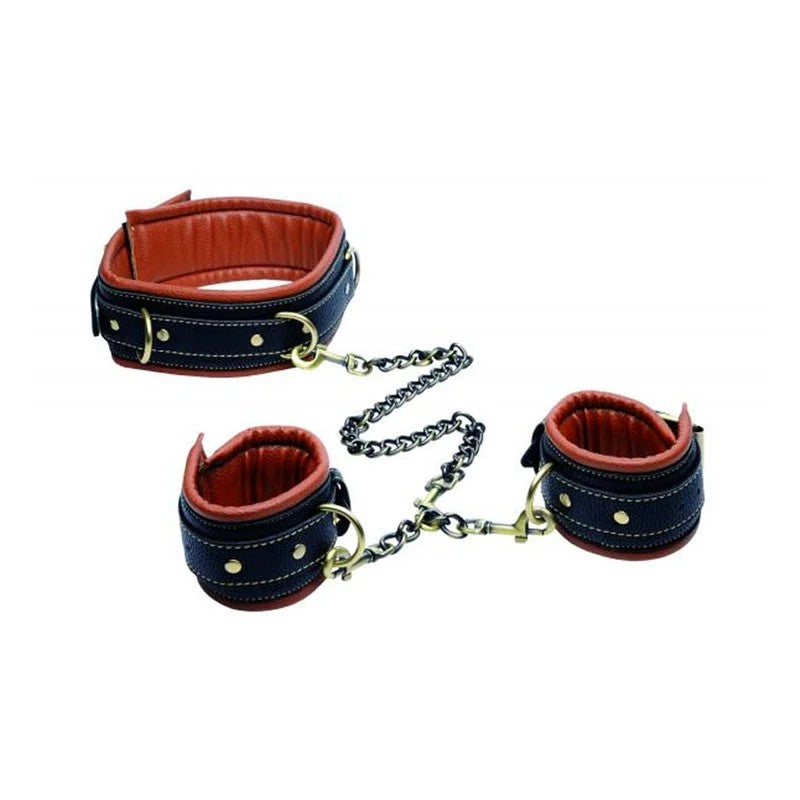 MasterSeriesCoaxCollarToWristRestraintsBlackBrown