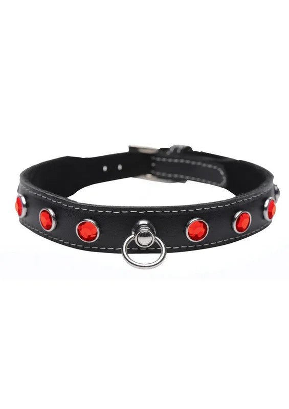 MasterSeriesFierceVixenLeatherCollarwithRhinestones