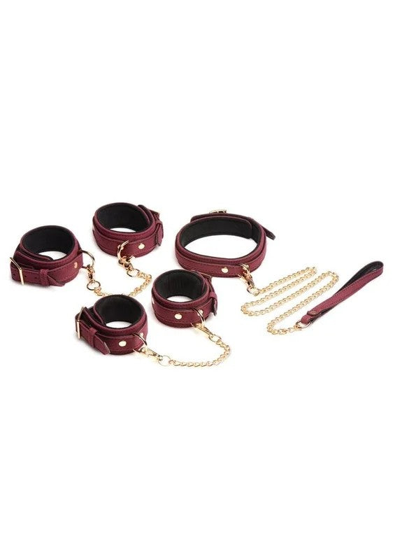 MasterSeriesVelvetBondageSetCuffs,Collar,andLeash