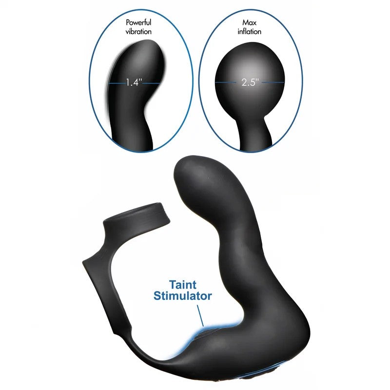 10XInflatableandVibratingProstatePlugwithCockandBallRing