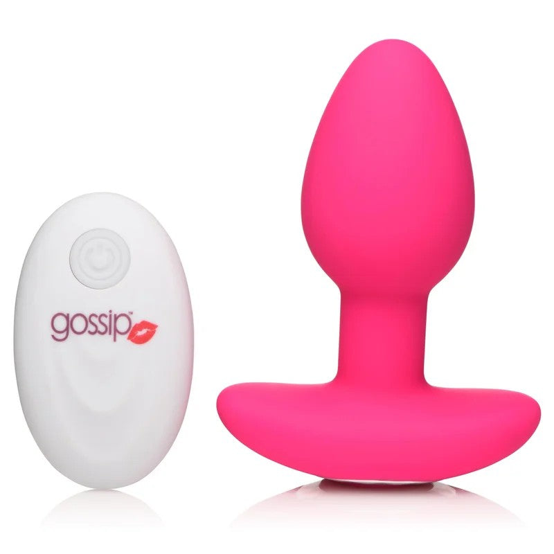 10XPopRockerVibratingSiliconePlugwithRemote–Magenta