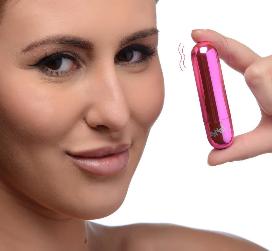 10XRechargeableVibratingMetallicBullet–Pink