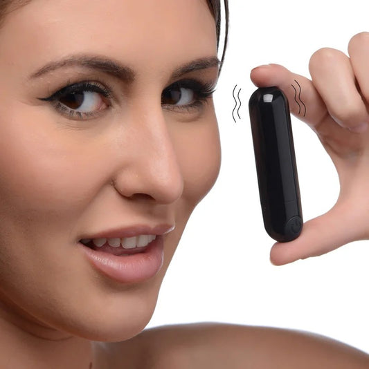 10XRechargeableVibratingMetallicBullet–Black