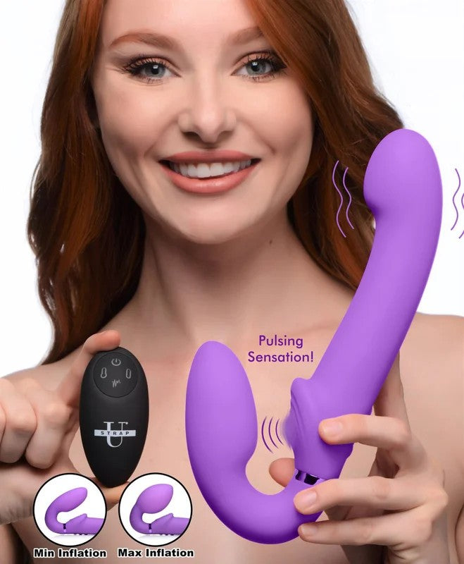 10XRemoteControlErgo-FitG-PulseInflatableandVibratingStraplessStrap-on–Purple