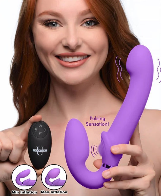 10XRemoteControlErgo-FitG-PulseInflatableandVibratingStraplessStrap-on–Purple