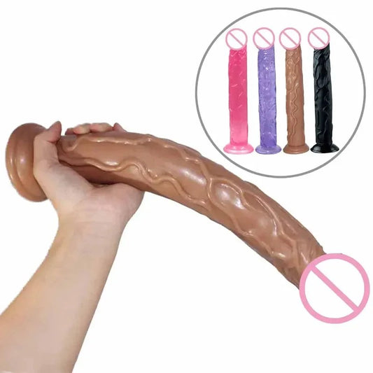 14-inchLongRealisticAnalDildoButtPlug–SiliconeDildosGSpotProstateMassager