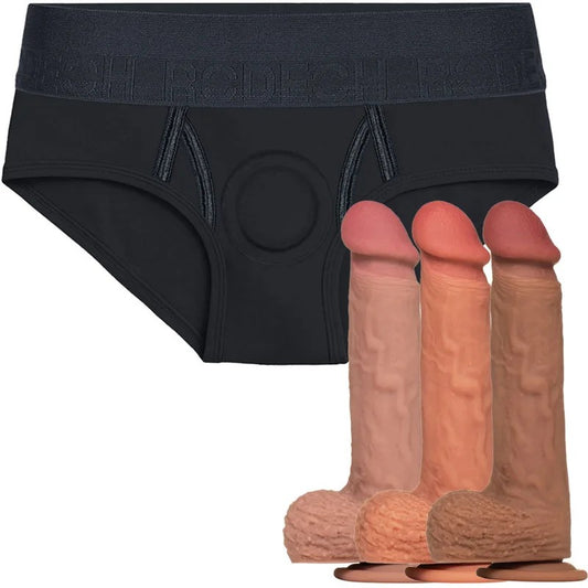 2.0″Brief+Harness&RoyalRealisticSiliconeDildo–PackageDeal