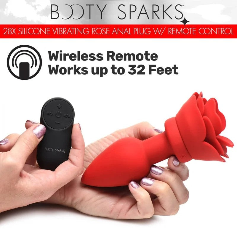 28XSiliconeVibratingRoseAnalPlugwithRemote