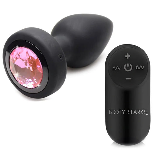 28XVibratingSiliconePinkGemAnalPlug–Small