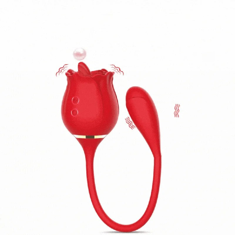 2In1RoseClitorisVibratorTongueLickingThrustingVibratorNippleStimulator