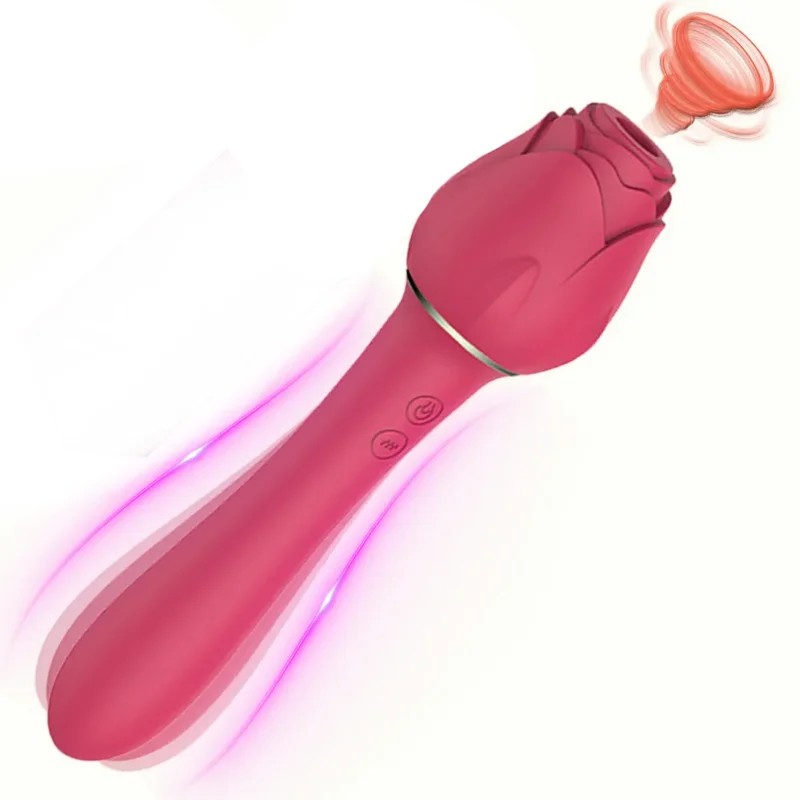 2in1RoseSuckingVibratorVacuumPowerfulDildo15Modes