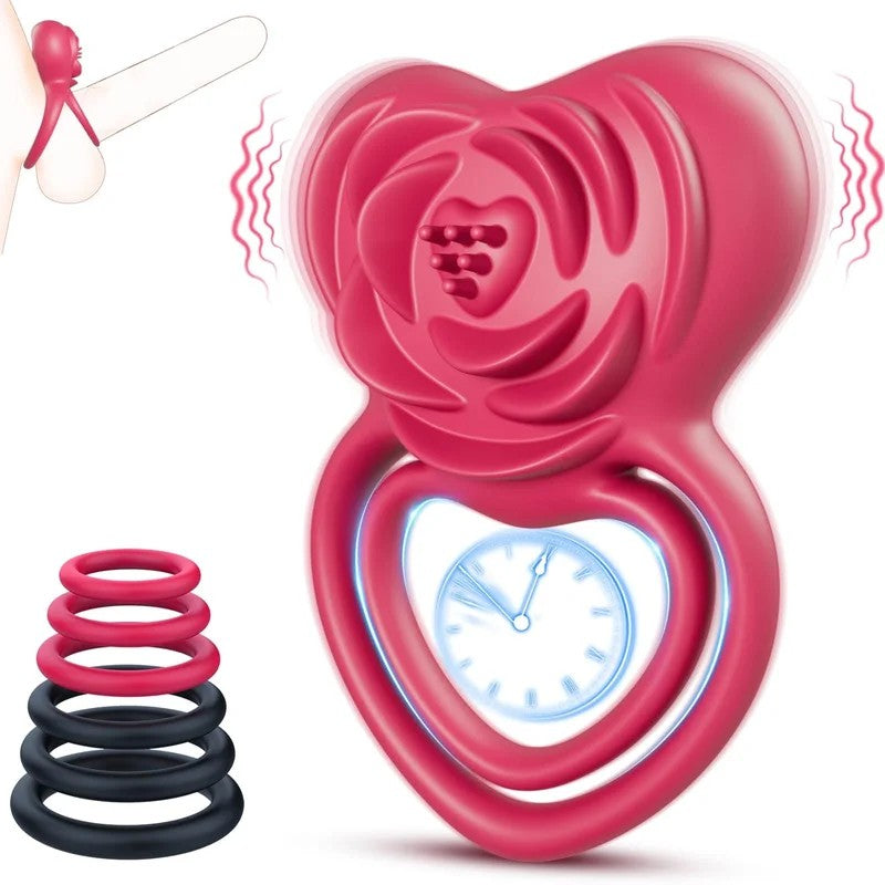 2in1VibratingCockRingRoseVibrator