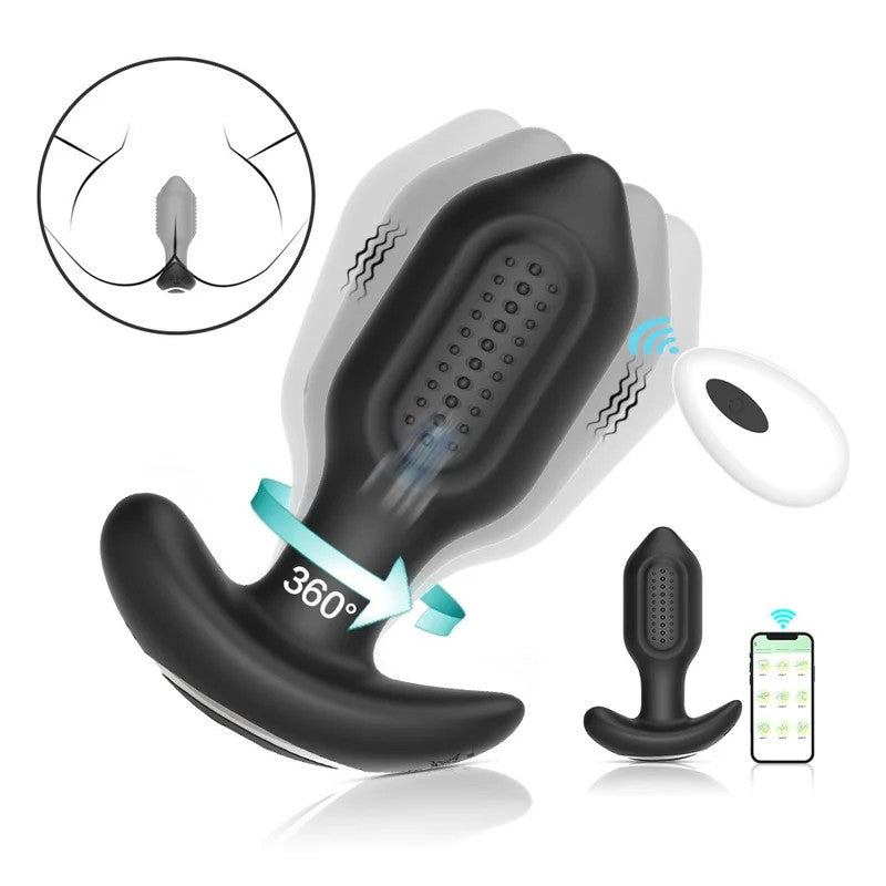 360°RotatingVibratingButtPlugwithApp/RemoteControl