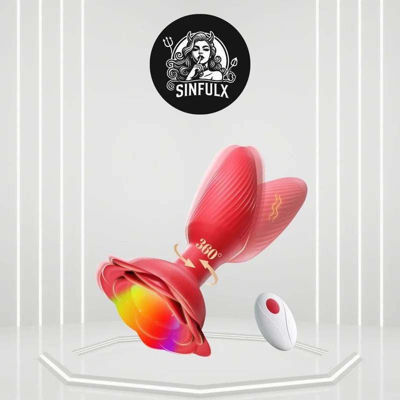360°RotationRoseVibratingButtPlugProstateMassager