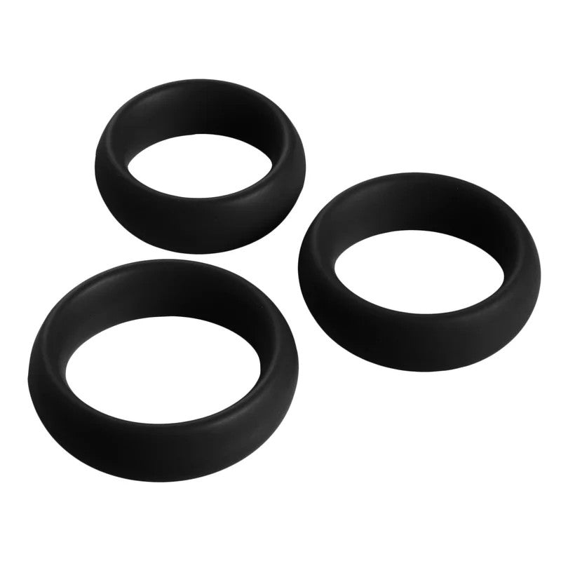 3PieceSiliconeCockRingSet–Black