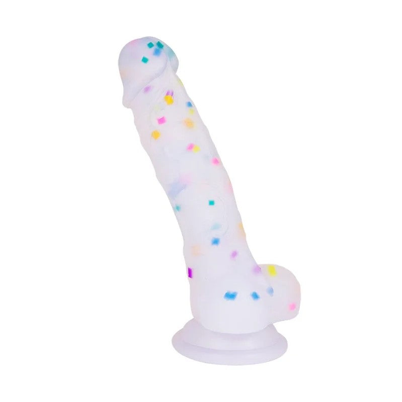5.5‘’JellyParticlesRainbowTransparentRealisticDildoWithSuctionCup