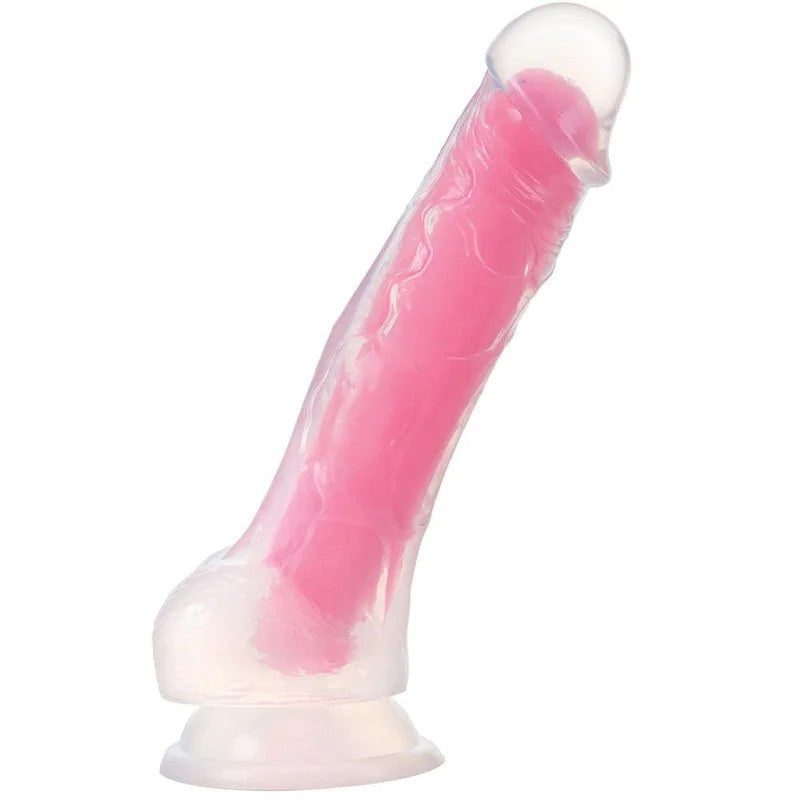 5.5″NeoEliteGlowintheDarkSiliconeDualDensityDildo–Pink