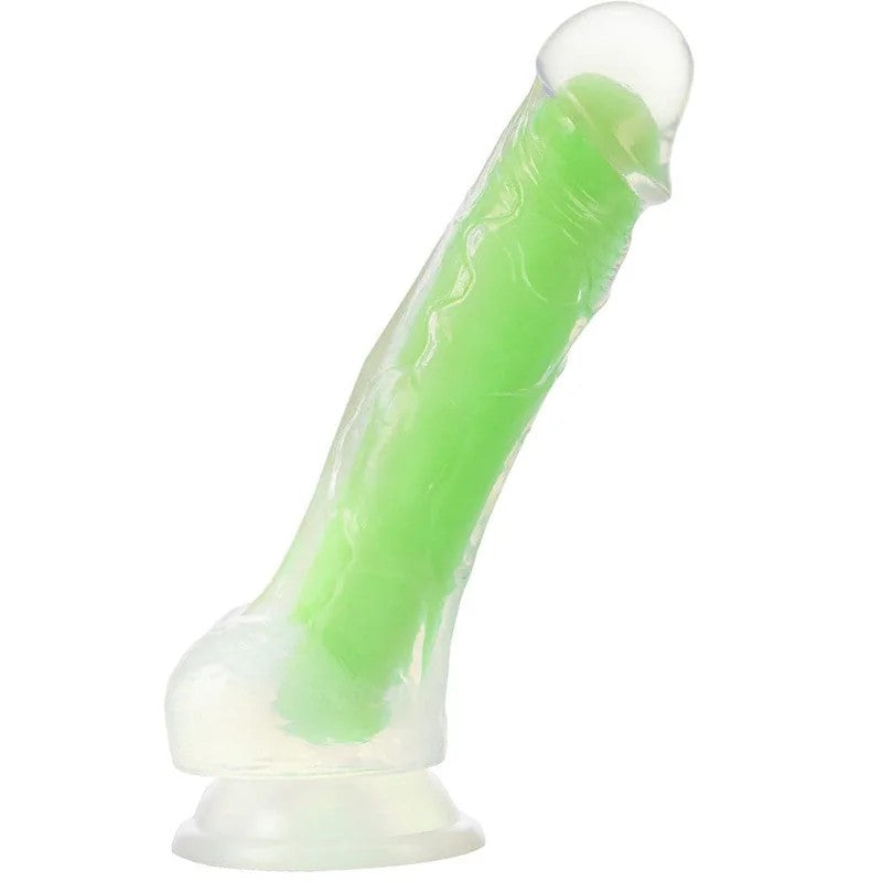5.5″NeoEliteGlowintheDarkSiliconeDualDensityDildo–Green
