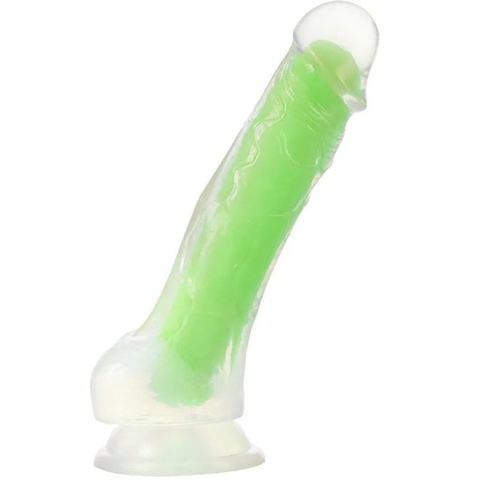 5.5″NeoEliteGlowintheDarkSiliconeDualDensityDildo–Green