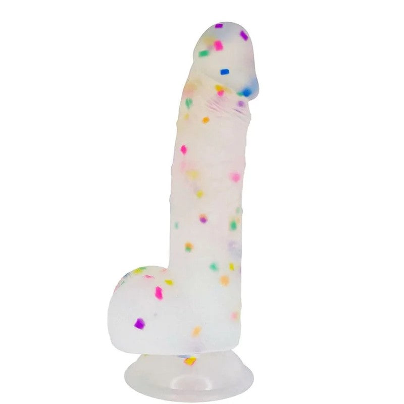 5.5″RainbowConfettiSuctionCupSiliconeDildo