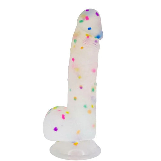 5.5″RainbowConfettiSuctionCupSiliconeDildo
