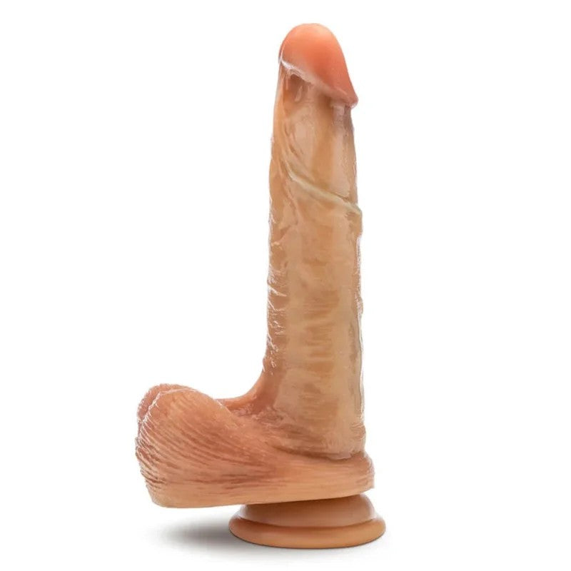 5.5″RenaissanceDaVinci–SlidingForeskinSiliconeDildowithMoveableBalls–Tan