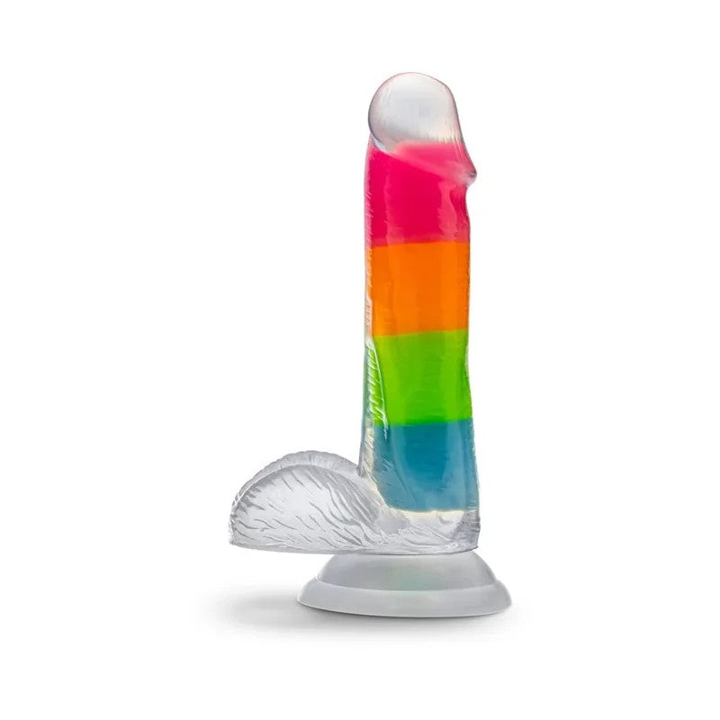 6.5″NeoEliteGlowintheDarkSiliconeDualDensityDildo–RainbowRave